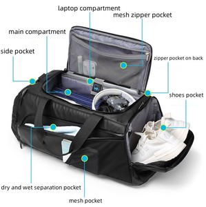 Sacs polochon personnalisés pour les voyages du week-end Sac <span class=keywords><strong>à</strong></span> dos de gymnastique de grande capacité avec rangement des chaussures Bagages étanches avec poche pour produits humides - Product Image 5