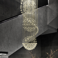 Lustre suspendu en cristal de luxe moderne Loft Duplex Escalier Lustre à cordon suspendu