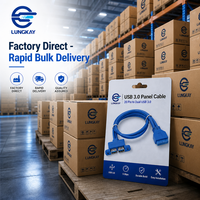 Kabel Hub Internal Motherboard LUNGKAY Custom Dual USB 3.0 Tipe A Female ke IDC 20 Pin Female untuk Komputer dan Peralatan Industri