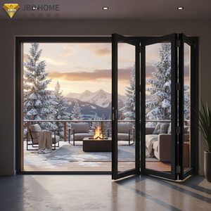 <span class=keywords><strong>Porte</strong></span> pliante en aluminium certifiée NFRC, résistante aux ouragans, double vitrage en verre trempé, accordéon, patio extérieur, hôtel - Product Image 2