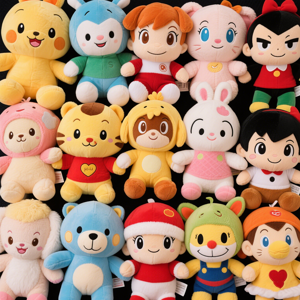 Peluches personnalisées de dessins animés et d'anime.