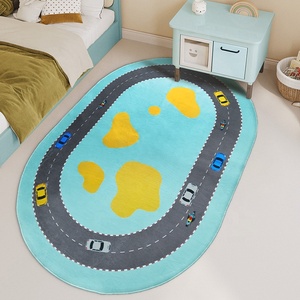Alfombra con estampado de lana sintética para niños con <span class=keywords><strong>mapa</strong></span> de carreteras de la ciudad, alfombra para juegos de bebés para coches de juguete - Product Image 6