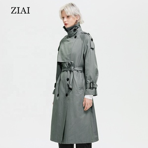 Nuova moda OEM <span class=keywords><strong>Trench</strong></span> lunghi personalizzati giacche giacca a vento da <span class=keywords><strong>donna</strong></span> impermeabile Casual occidentale cappotto doppiopetto - Product Image 2