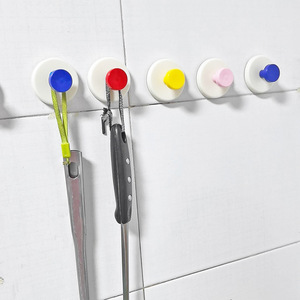 Dopamine Suction Cup Hook Round No Drill Traceless Wall Mounted Adhesive For Dormitory Bathroom <b>Clothes</b> <b>Rack</b> Hanging - Product Image 1