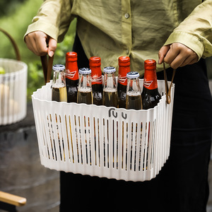 Panier de rangement en plastique Fu U avec poignées, forme de bol, pour boissons, aliments, pique-nique en plein air, fruits, utilisation en salon - Product Image 3