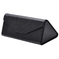 Étui à lunettes de soleil pliable triangulaire en cuir PU personnalisé, pochette souple pour lunettes avec logo personnalisé, housse pliable pour lunettes de soleil