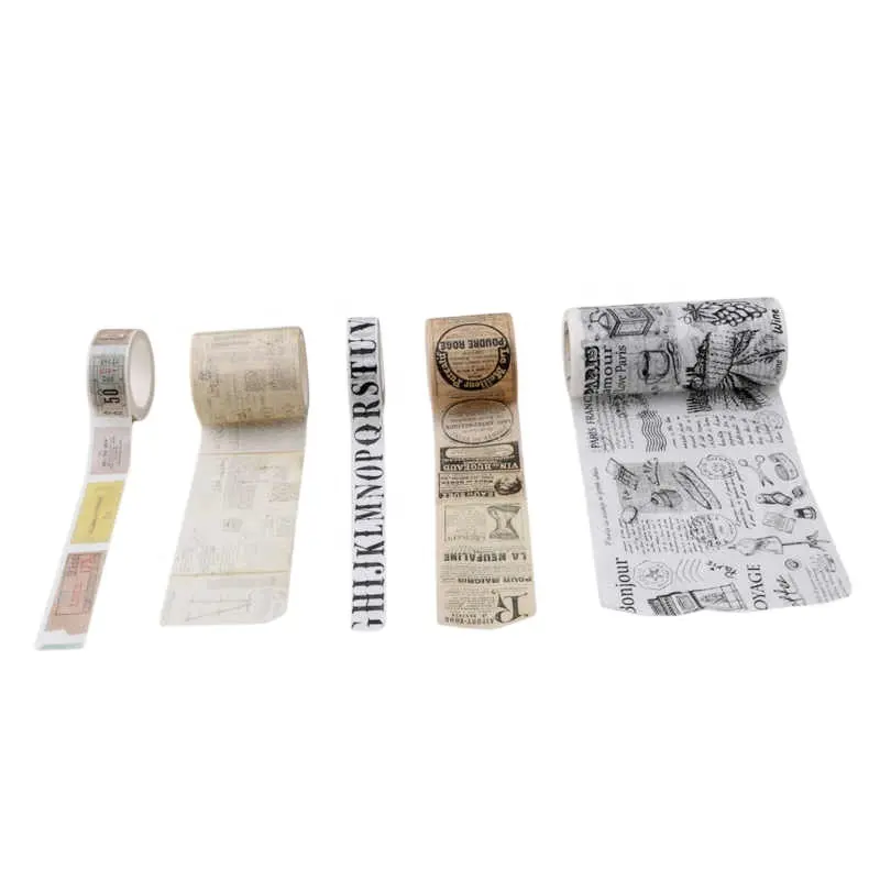 Old Ticket/Map/English Manuscript/Alphabet Decoration Label Sticker Stationery Washi Tape DIY Scrapbooking Masking Tape