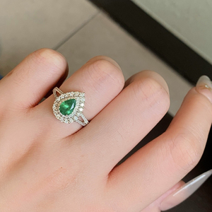 Anillo <span class=keywords><strong>de</strong></span> <span class=keywords><strong>Esmeralda</strong></span> Natural Real <span class=keywords><strong>de</strong></span> Oro Blanco <span class=keywords><strong>de</strong></span> 18K LUOWEND, Joyería Fina para Mujer - Product Image 6