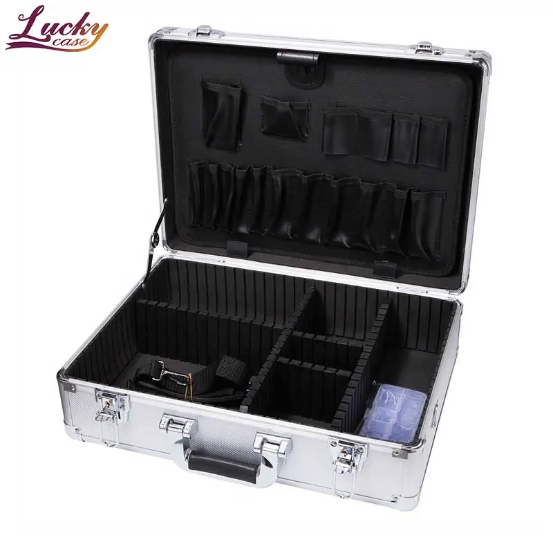 Alumínio profissional Frame Waterproof Tool Case Profissional Alumínio Toolbox Suitcase Maleta com divisórias ajustáveis