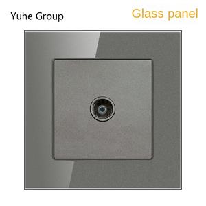 Cable TV Wall Socket 86x86mm White/<b>Black</b>/Gray Tempered Crystal Glass <b>Touch</b> Panel Universal TV Cable Interface - Product Image 4