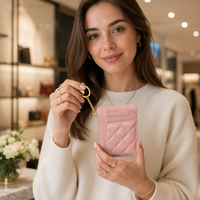 Portefeuille long de luxe pour femme en cuir PU avec fermeture éclair, porte-cartes, porte-monnaie portable et porte-cartes de visite