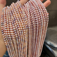 Perles naturelles de qualité AAA de 5 à 5,5 mm, presque rondes, de couleur bonbon, d'eau douce, à haute brillance, rose, violet, tons mélangés, environ 39 cm