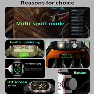 Reloj Inteligente GPS para Exteriores HT36, Resistente al Agua IP68, Linterna LED, Monitor de Ritmo Cardíaco, Reloj Deportivo para Hombre - Product Image 4