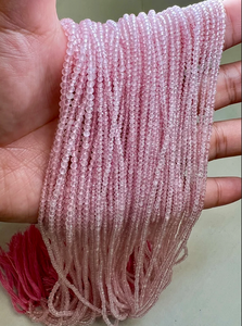 Cuentas facetadas de cuarzo rosa natural de 15 pulgadas, forma de bola redonda, para joyería como pulseras y tobilleras para mujer, 1 hilo completo de gemas - Product Image 3