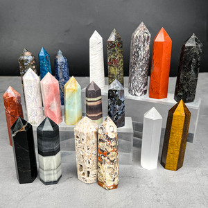 Venta al por mayor curación espiritual cristal Jade amazonita dragón sangre piedra rojo jaspe Torre obelisco para regalos - Product Image 2