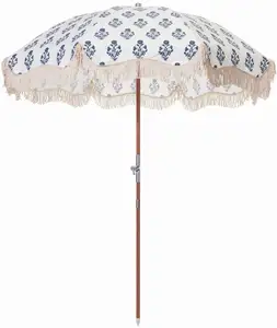 Parapluie De plage intelligent avec glands, cadre solaire, 8 pieds, ombrelle De jardin, plage