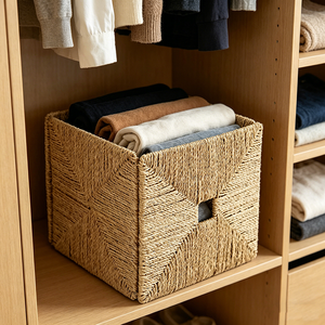Panier carré tressé en jonc de mer fait main, écologique, multi-usages, tailles personnalisées, prix usine pour articles ménagers - Product Image 5