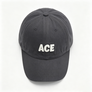 Gorra de Béisbol Unisex de Lona Lavada Gris Oscuro con Bordado 3D de la Letra ACE, Estilo Casual para Uso Diario y al Aire Libre - Product Image 3