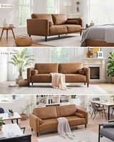 Mid-Century Dekor-Sofa für Wohnzimmer Kunstleder-Couch mit Tiefsitz 3-Sitzer Heimsofa für Büro Schlafzimmer Apartment