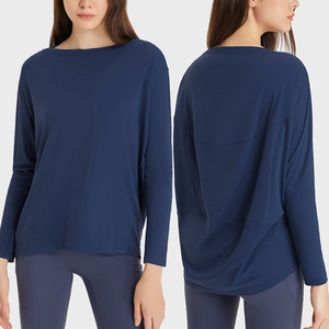 T-<span class=keywords><strong>shirt</strong></span> de <span class=keywords><strong>sport</strong></span> pour <span class=keywords><strong>femme</strong></span>, respirant, doux, couleur chair, logo personnalisé, pour la salle de <span class=keywords><strong>sport</strong></span>, le fitness, le yoga, t-<span class=keywords><strong>shirt</strong></span> ample brossé, manches longues - Product Image 1