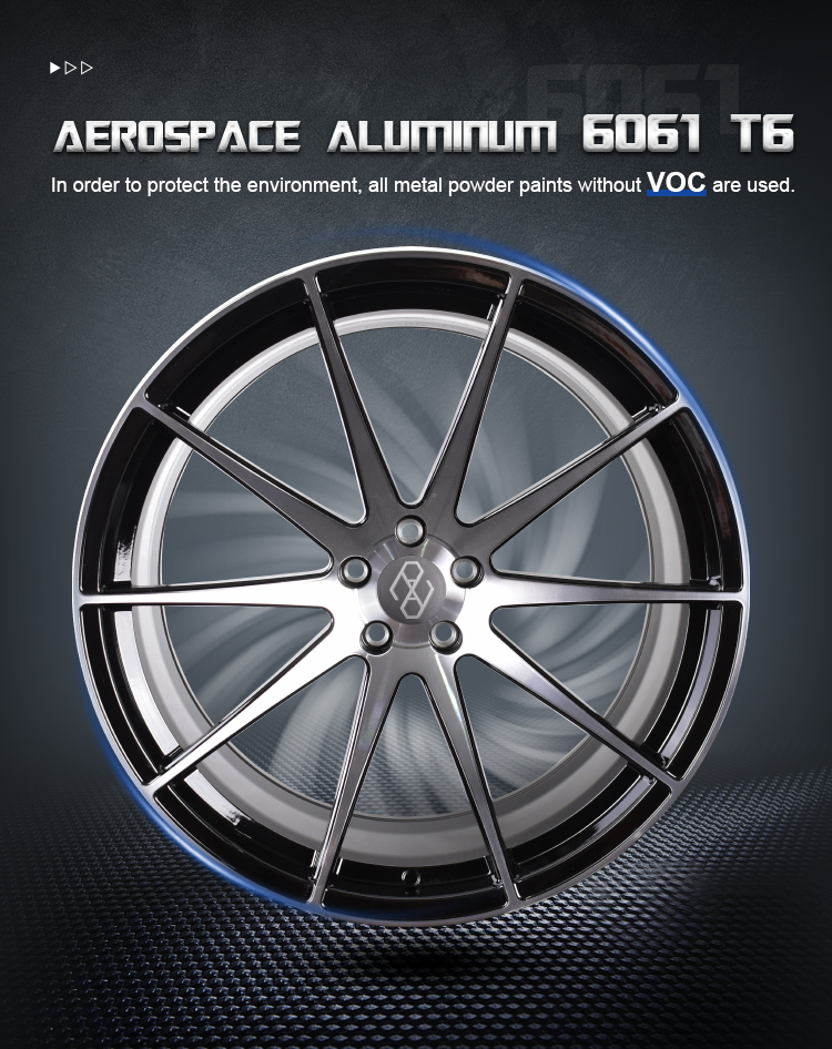 Pengzhen Concave Diamond Cut Multi Spoke Black 20 Inch Wheels for