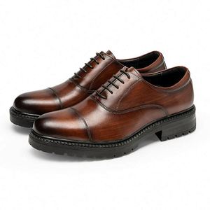 High Quality Hot New Style Formal Wedding Office Genuine Cow Leather Lightweight Breathable Anti-Slip Lace-Up <b>Pointed</b> Toe - Product Image 6