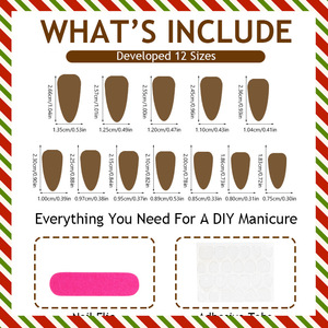 Otoño Invierno Navidad estilo francés verde rojo lunares almendra caña manicura Europeo Americano uñas artificiales - Product Image 4