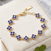 Bracelet Trèfle Luxe Léger en Gros, Bracelet Tennis Zircon Rose Doux en Acier Inoxydable Plaqué PVD