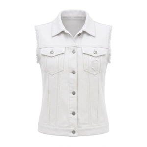 Gilet en jean tricoté sans manches printemps-automne pour femmes, style coréen unisexe, à simple boutonnage, respirant et décontracté - Product Image 5