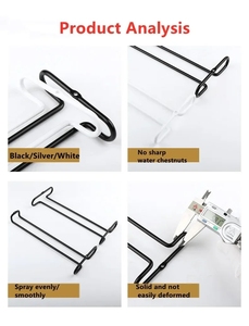 Organizzatore da Cucina <span class=keywords><strong>Salvaspazio</strong></span>, Mensola a Muro Moderna in Metallo, Portabottiglie e Portabicchieri da Vino Sospeso Sotto il Mobile - Product Image 4