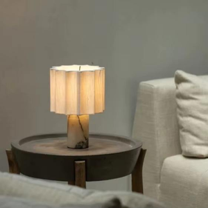 Modern Minimalist Marble Living Room Designer Creative Pleated Cloth <strong>Cover</strong> Bedroom <strong>Headboard</strong> bar Touch Decoration Table Lamp - Product Image 2