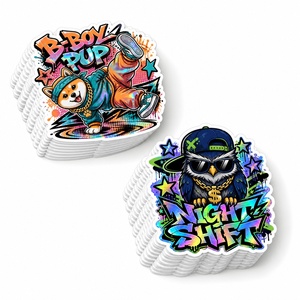 Autocollants découpés à la forme, animaux hip-hop, autocollants graffiti en PVC <span class=keywords><strong>pour</strong></span> casque, skateboard, autocollants holographiques personnalisés, autocollants en vinyle imperméables - Product Image 1