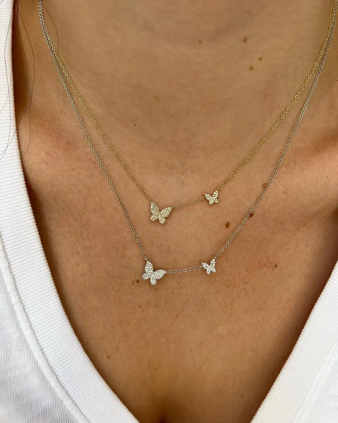 Pave Cz Butterfly สร้อยคอแฟชั่นผู้หญิงเลดี้ของขวัญสต็อกขายส่ง