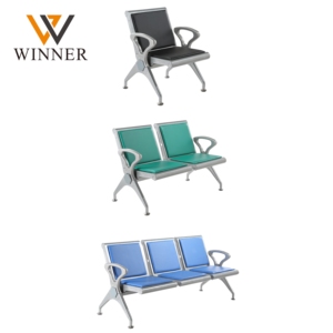 Chaise d'attente de meubles en métal médical banc triple siège en cuir 3 places pour immeuble de bureaux d'aéroport d'hôpital - Product Image 4