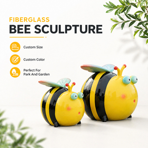 Figura Decorativa de Abeja de Dibujos Animados Personalizada, Escultura de Fibra de Vidrio para Jardín, Decoración de Exteriores para Jardín de Niños - Product Image 5