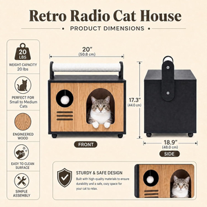 Maisonnette en bois pour chat avec griffoirs intégrés |   Condo pour chat en bois moderne, avec griffoirs et coussin lavable - Product Image 4