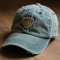 Gorra de béisbol estilo papá de mezclilla vintage lavada y desgastada de 6 paneles sin estructura, estilo urbano deportivo, con logo bordado de letras común
