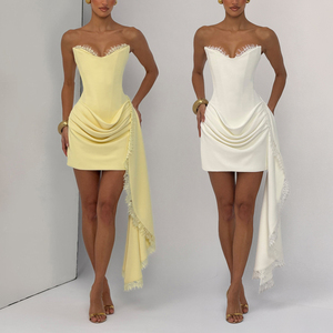 BABY C6293 Avelina Mini-<span class=keywords><strong>robe</strong></span> bustier moulante avec corset à baleines, à lacets, garniture drapée et longue ceinture, <span class=keywords><strong>Robe</strong></span> <span class=keywords><strong>de</strong></span> soirée 2026 - Product Image 1