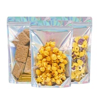 Sac holographique transparent en feuille d'aluminium personnalisé refermable petit emballage alimentaire en plastique zip-lock sacs en mylar anti-odeur