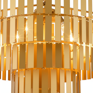 Lámpara de Araña Moderna de Lujo de Latón con Niveles para Vestíbulo de Hotel, Vestíbulo de Villa, Bombilla E14/E12, Certificación ULCE, Lámpara de Araña Priscilla de Cuatro Niveles - Product Image 3