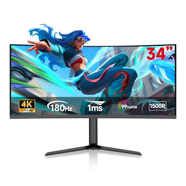 Wholesale Factory Monitor 34 Inch Curved Borderless Professional 4K Gaming LCD Monitors OEM DP 165MHz 21:9 Desktop 1500R