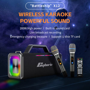 X12, macchina Karaoke 200W con 2 microfoni per adulti e bambini, altoparlante Wireless portatile con basso telecomando luci LED - Product Image 2