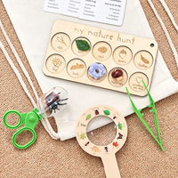 Jouet d'aventure pour bébés et tout-petits pour enfants Kit d'exploration de la faune, loupe, pince, sifflet, boussole, guide d'apprentissage