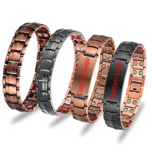 Großhandel verstellbare gravierte medizinische Gesundheit Armband Herren benutzer definierte magnetische Kupfer Armbänder