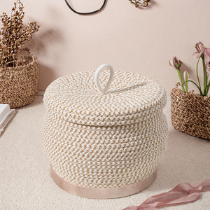 Modern <b>Toy</b> <b>Baskets</b> <b>Storage</b> Kids Small Woven Cotton Rope <b>Basket</b> 7 Collapsible Multifunctional Handles Mini Color Blanket Rainbow - Product Image 3