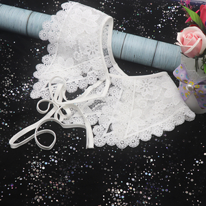 Corbata frontal de moda para mujer, cuello redondo, bordado desmontable, flor, falso, encaje, blanco, para vestido, camisa, blusa - Product Image 3