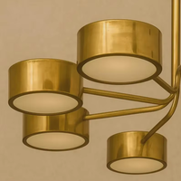 Lustre Sputnik en laiton de style moderne du milieu du siècle, industriel, fait main, vintage, LED à intensité variable, finition dorée, blanc chaud 2700K