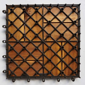 Dalles de terrasse en acacia écologiques modernes à 8 lames emboîtables, 12 mm, lisses, 30 cm x 30 cm, naturelles, pour extérieur, jardin, balcon, MPL Vietnam - Product Image 2