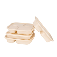 LOKYO Boîte à lunch à amidon de maïs biodégradable à compartiments multiples pour couverts et aliments jetables pour fécule de maïs