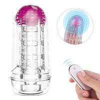Transparenter Elektrischer Masturbator für Männer mit Fernbedienung Vibrierendes Ei Silikon Tragbare Taschenvagina Erwachsenen-Sexspielzeug